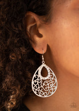 Load image into Gallery viewer, Seize The Stage- White and Silver Earrings- Paparazzi Accessories