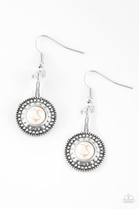 Simply Stagecoach- White and Silver Earrings- Paparazzi Accessories