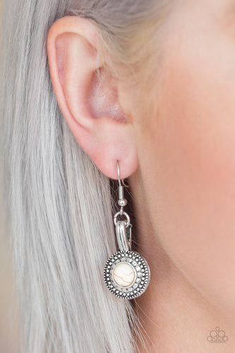 Simply Stagecoach- White and Silver Earrings- Paparazzi Accessories