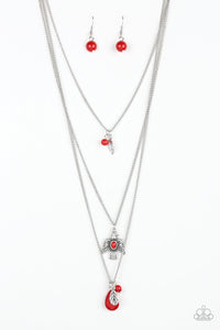 Soar With The Eagles- Red and Silver Necklace- Paparazzi Accessories