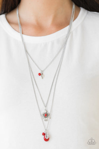 Soar With The Eagles- Red and Silver Necklace- Paparazzi Accessories