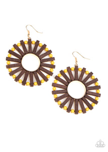 Solar Flare- Yellow and Brown Earrings- Paparazzi Accessories