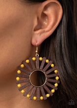 Load image into Gallery viewer, Solar Flare- Yellow and Brown Earrings- Paparazzi Accessories