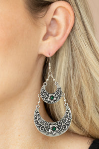 Springtime Gardens- Green and Silver Earrings- Paparazzi Accessories