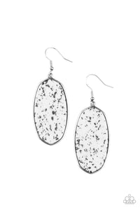 Stone Sculptures- White and Silver Earrings- Paparazzi Accessories