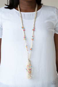 Summery Sensations- Multicolored White Necklace- Paparazzi Accessories