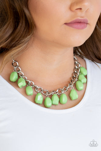 Take The COLOR Wheel!- Green and Silver Necklace- Paparazzi Accessories