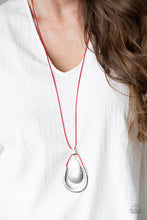 Load image into Gallery viewer, Texture Trekker- Red and Silver Necklace- Paparazzi Accessories