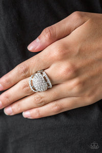 The Seven-FIGURE Itch- White and Silver Ring- Paparazzi Accessories