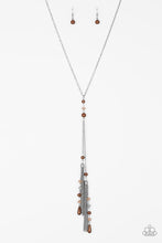 Load image into Gallery viewer, Timeless Tassels- Brown and Silver Necklace- Paparazzi Accessories