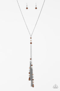 Timeless Tassels- Brown and Silver Necklace- Paparazzi Accessories