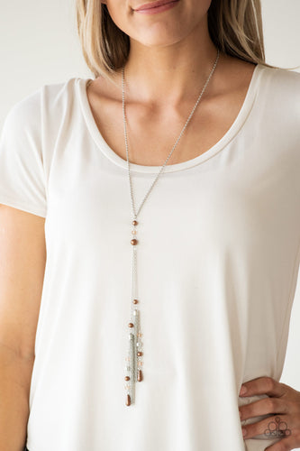 Timeless Tassels- Brown and Silver Necklace- Paparazzi Accessories