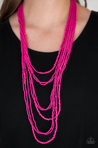 Totally Tonga- Pink and Silver Necklace- Paparazzi Accessories