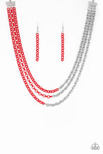 Load image into Gallery viewer, Turn Up The Volume- Red and Silver Necklace- Paparazzi Accessories