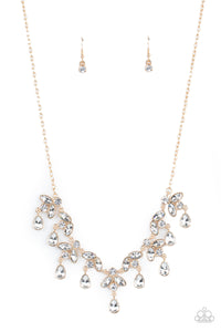 Vintage Royale- White and Gold Necklace- Paparazzi Accessories