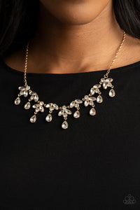 Vintage Royale- White and Gold Necklace- Paparazzi Accessories