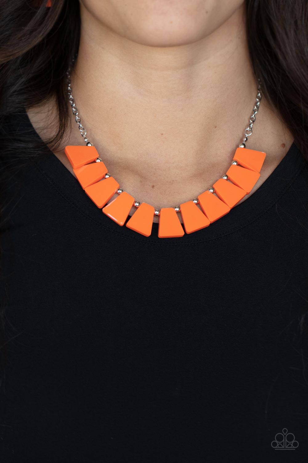 Vivaciously Versatile- Orange and Silver Necklace- Paparazzi Accessories