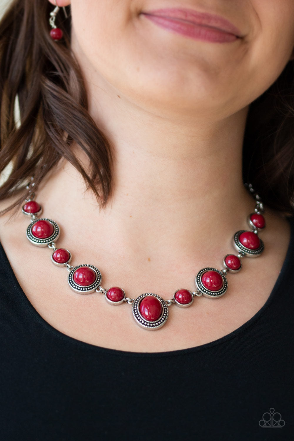 Voyager Vibes- Red and Silver Necklace- Paparazzi Accessories