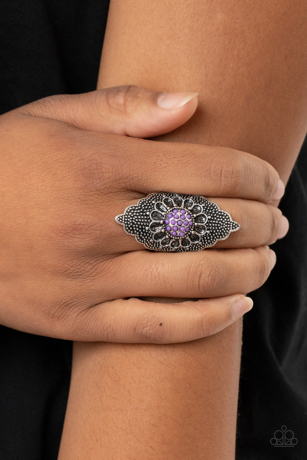 Wildly Wallflower- Purple and Silver Ring- Paparazzi Accessories