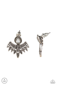 Wing Fling- White and Silver Earring- Paparazzi Accessories