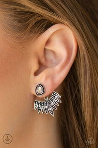 Wing Fling- White and Silver Earring- Paparazzi Accessories
