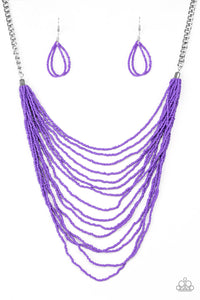 Bora Bombora- Purple and Silver Necklace- Paparazzi Accessories
