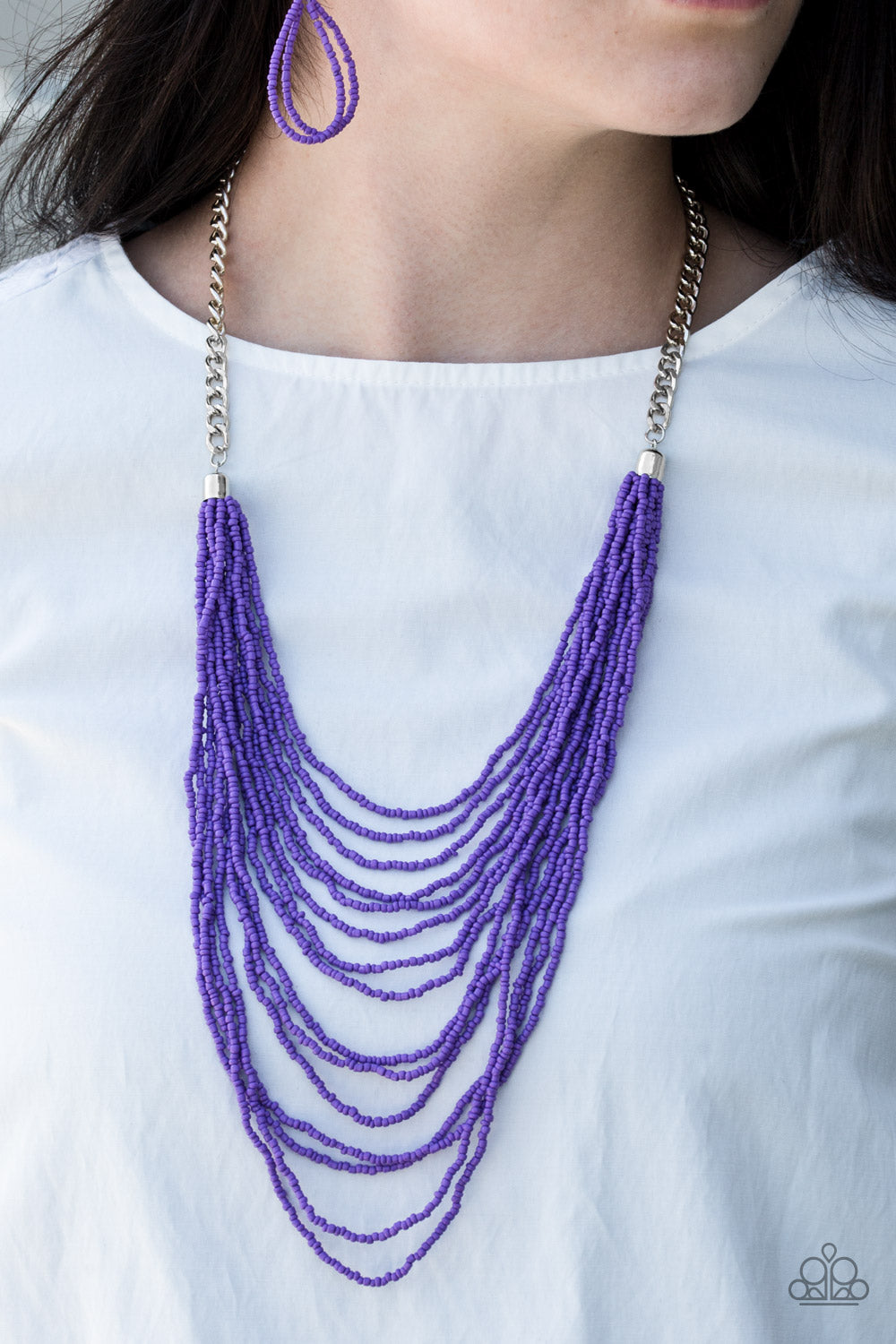 Bora Bombora- Purple and Silver Necklace- Paparazzi Accessories
