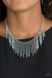 Harlem Hideaway- Green and Silver Necklace- Paparazzi Accessories