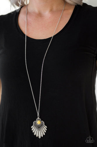 Independent Idol- Yellow and Silver Necklace- Paparazzi Accessories