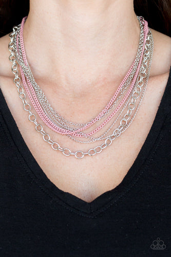 Intensely Industrial- Pink and Silver Necklace- Paparazzi Accessories