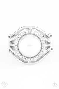 Pampered In Pearls- White and Silver Ring- Paparazzi Accessories