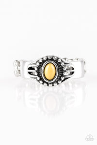 Right On TREK- Yellow and Silver Ring- Paparazzi Accessories