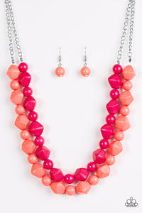 Rio Rhythm- Pink and Silver Necklace- Paparazzi Accessories