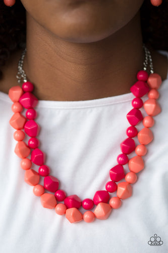 Rio Rhythm- Pink and Silver Necklace- Paparazzi Accessories