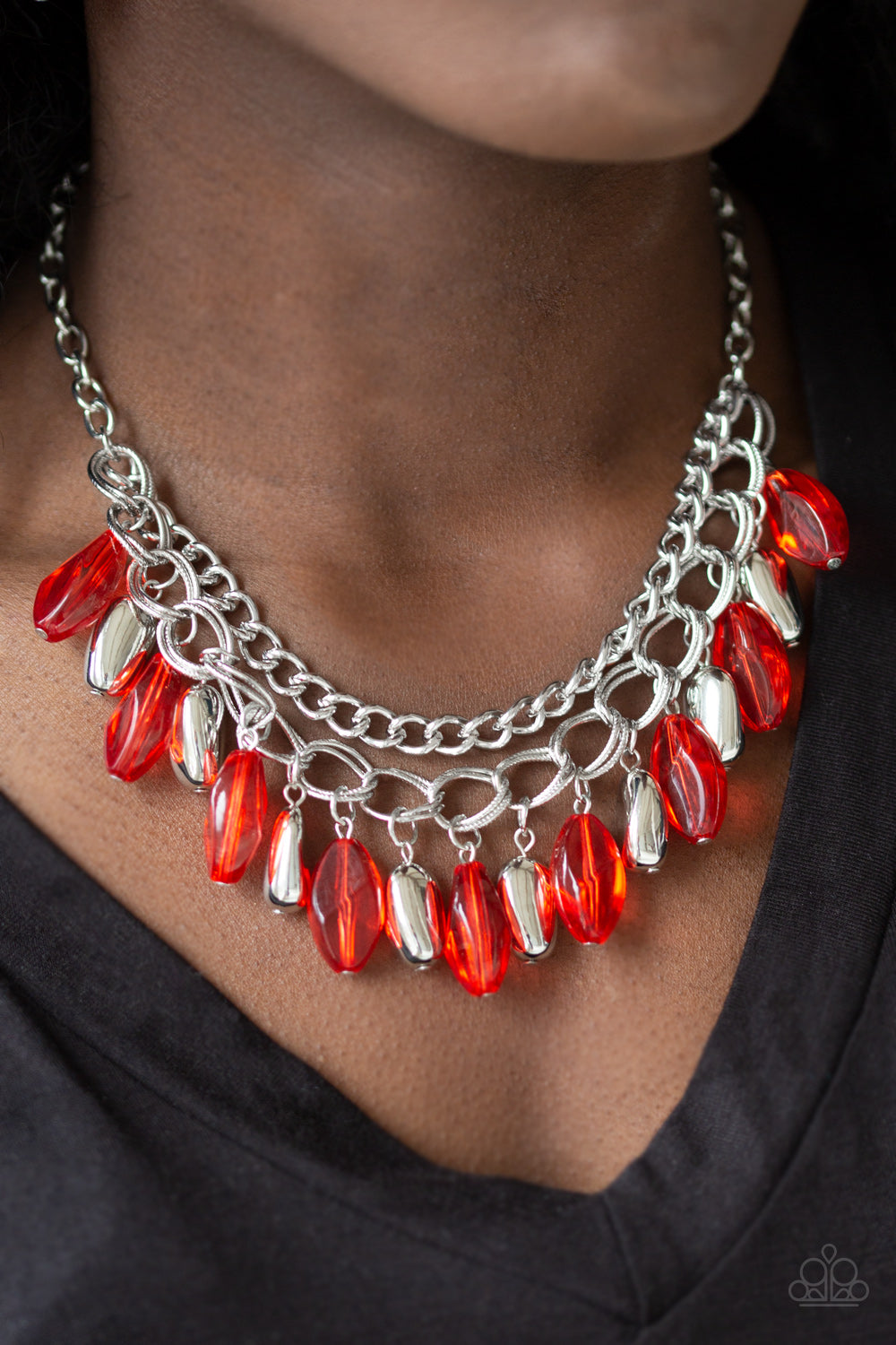 Spring Daydream- Red and Silver Necklace- Paparazzi Accessories