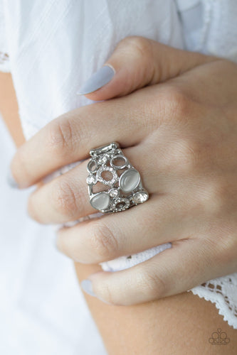 Summer Yacht- White and Silver Ring- Paparazzi Accessories