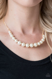 The FASHION Show Must Go On!- White and Gold Necklace- Paparazzi Accessories