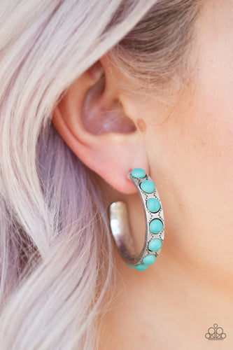 Western Watering Hole- Blue and Silver Hoop Earrings- Paparazzi Accessories