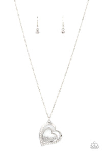 A Mother's Heart- White and Silver Necklace- Paparazzi Accessories
