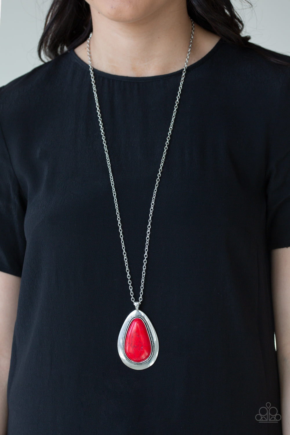 BADLAND To The Bone- Red and Silver Necklace- Paparazzi Accessories