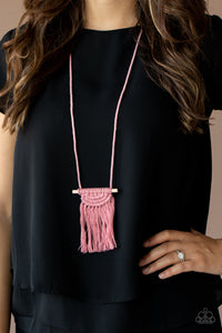 Between You and MACRAME- Pink Necklace- Paparazzi Accessories