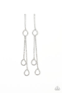 Chance of REIGN- White and Silver Earrings- Paparazzi Accessories