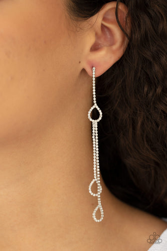 Chance of REIGN- White and Silver Earrings- Paparazzi Accessories