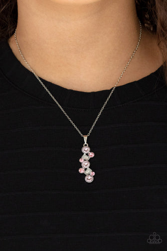 Classically Clustered- Pink and Silver Necklace- Paparazzi Accessories
