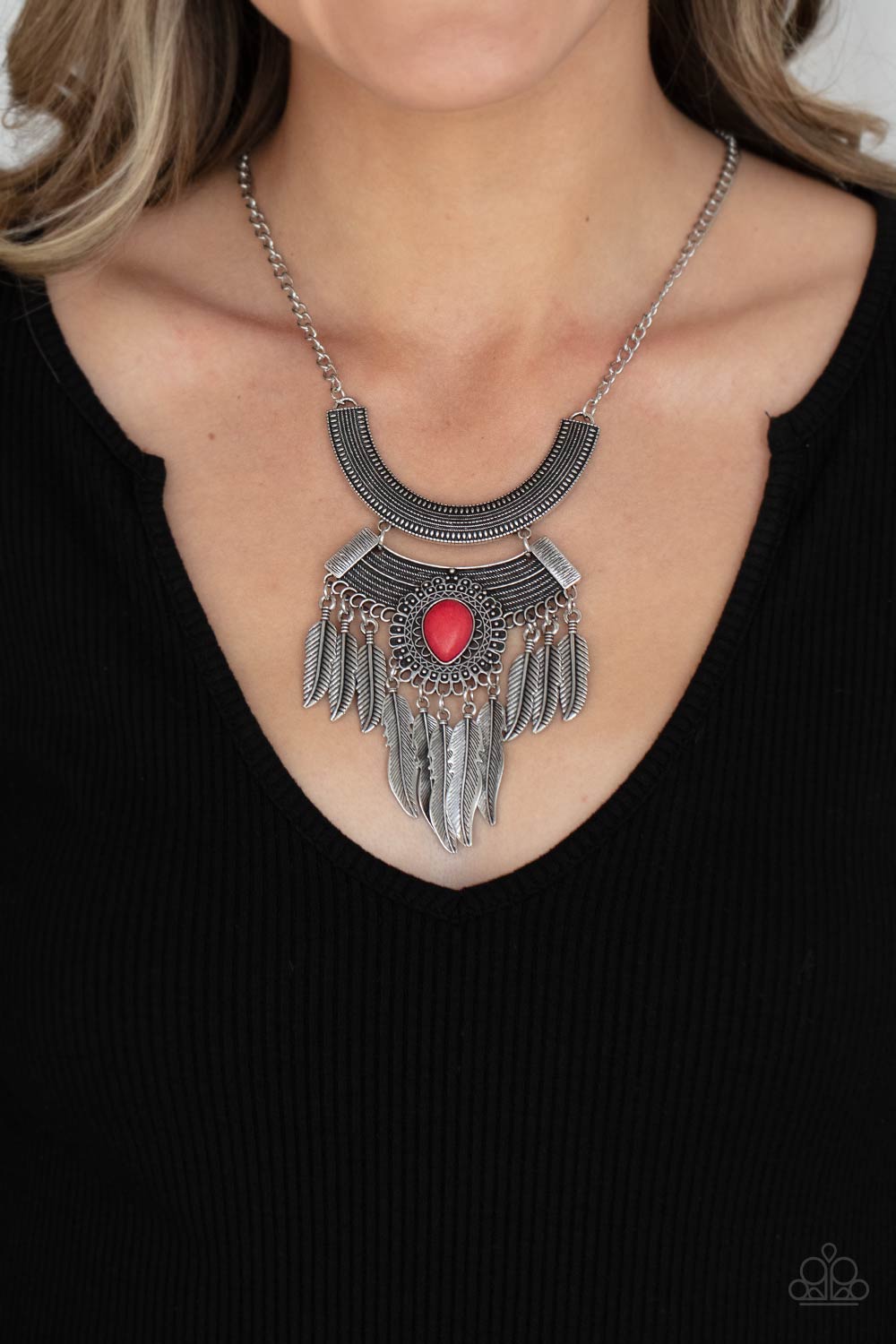 Desert Devotion- Red and Silver Necklace- Paparazzi Accessories