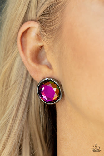 Double-Take Twinkle- Multicolored Gunmetal Earrings- Paparazzi Accessories