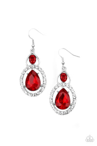 Double The Drama- Red and Silver Earrings- Paparazzi Accessories
