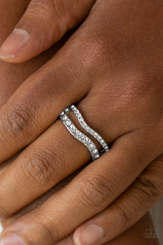 Elite Squad- White and Silver Ring- Paparazzi Accessories