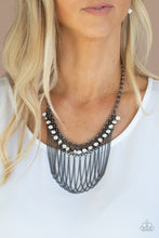 Load image into Gallery viewer, Flaunt Your Fringe- White and Gunmetal Necklace- Paparazzi Accessories