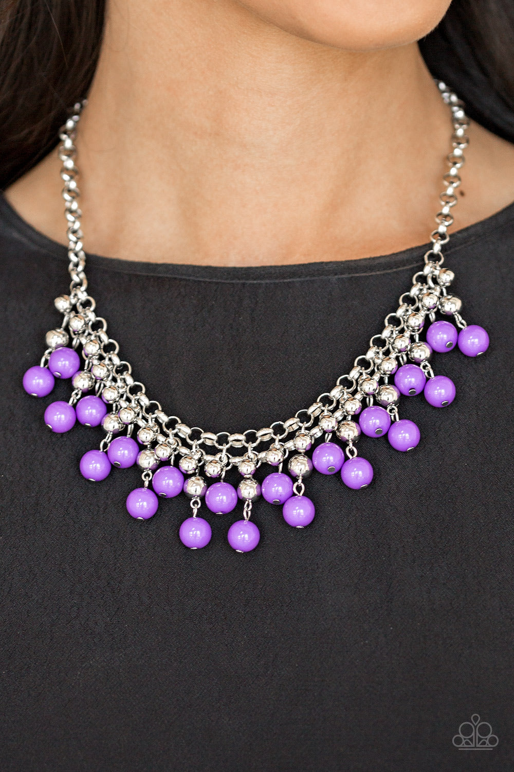 Friday Night Fringe- Purple and Silver Necklace- Paparazzi Accessories